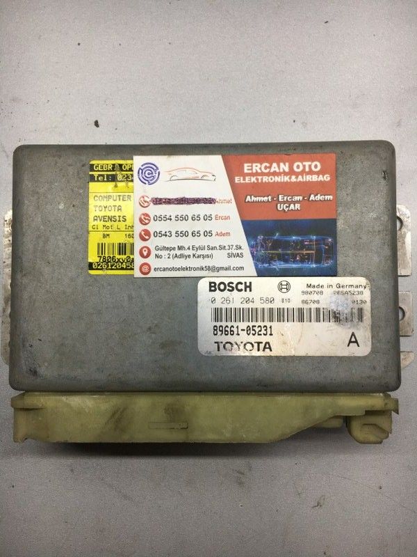 ECU MOTOR KONTROL CHAZI TOYOTA AVENSIS 1.6, BOSCH 0261 204 580, 0261204580, 89661-05230 A, 8966105230 A